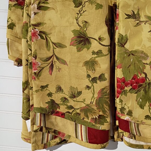 WAVERLY Curtain Valances Chianti Gold Red Grapes Rod Pocket SET OF 4 Scalloped - Picture 2 of 15